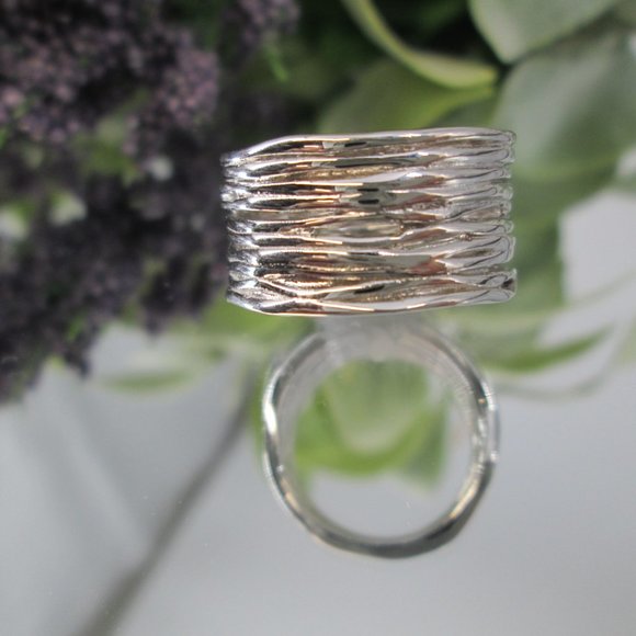 925 Sterling Silver Women's Ring,Thick Ring, Wide Band, 925 Stamped,Woven Ring - Picture 3 of 8